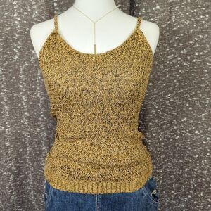 Vintage 80s Spitalnick Brown/Black Boho Crochet‎ Tank Top Women's L